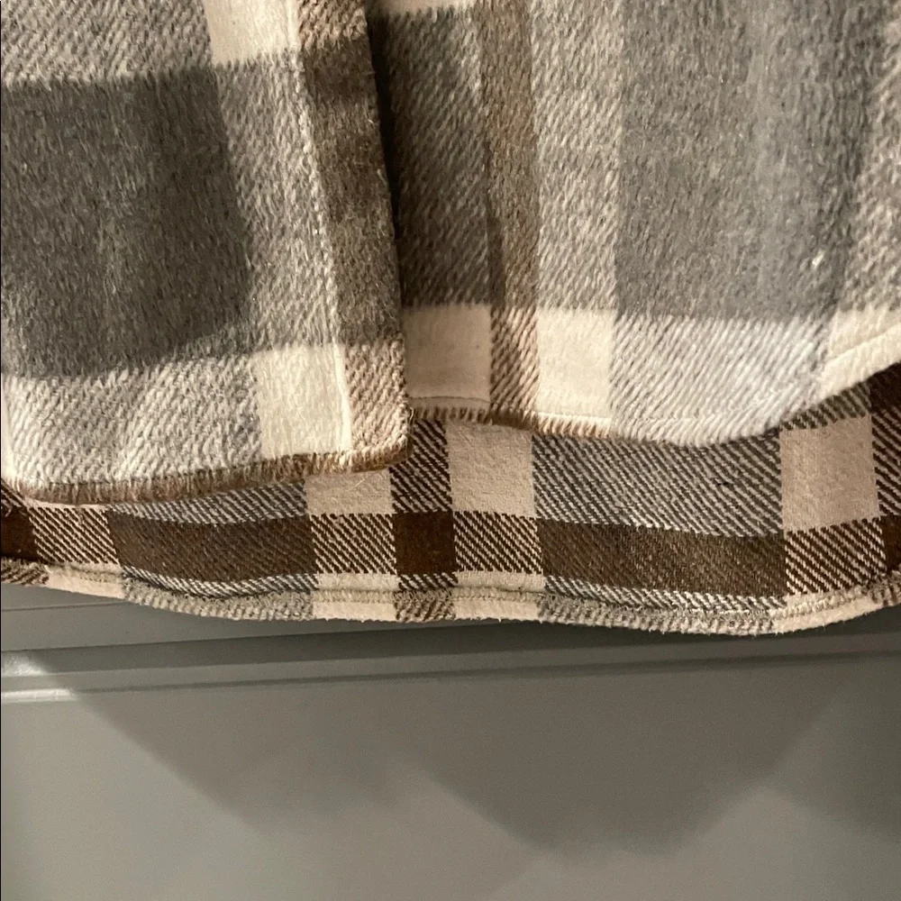 Plaid Button-Up Jacket - Brown and Gray - Picture 9 of 10